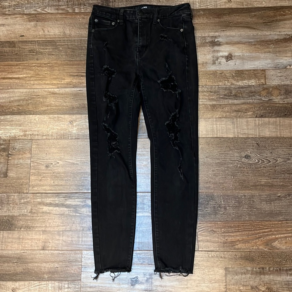 AERO High Rise Stretch Skinny Jeans, Black, Size 8
